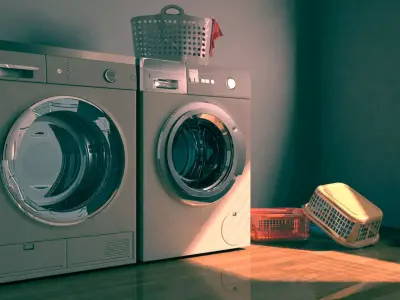 Laundry 3D room with two washing machines 3D model
