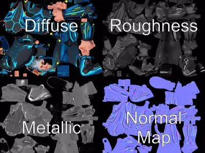 Futuristic Cybersuit Character model pack Low-poly 3D model