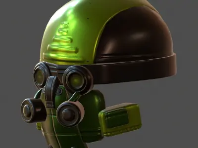 Gas mask helmet 3d model scifi Low-poly  3D model 2