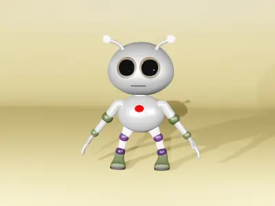 Cute Robot Cartoon Character 3D model