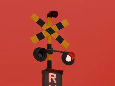 moving railroad crossing 3D model