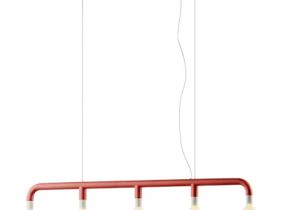 Chromed and Matte Red Pom Pom 5 Linear Pendant from Calligaris 3D model