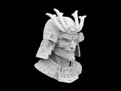 Samurai Cyborg Bust 3D Print Model 3D print model