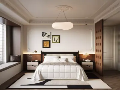 French Style Bedroom 3D Model 3D model