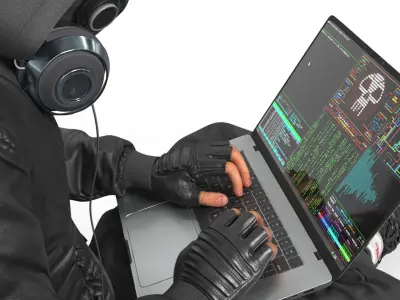  Young Man Character with Laptop Sitting Pose 