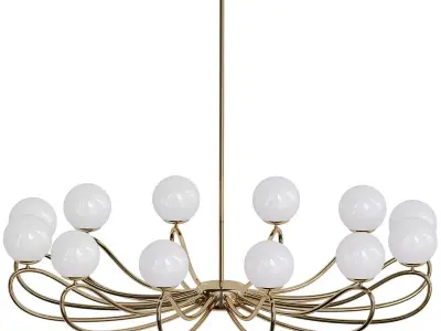 PAPILLON chandelier in brass with glass balls 3D model
