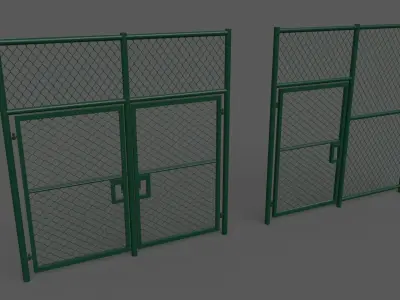 PBR Chain Link Fence For Court C Low-poly 3D model