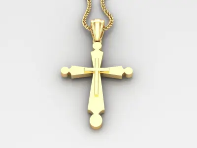 Light Gold 18K Cross Pendant 2CP059 3D print model