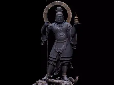 Bishamonten buddhist statue 3D model