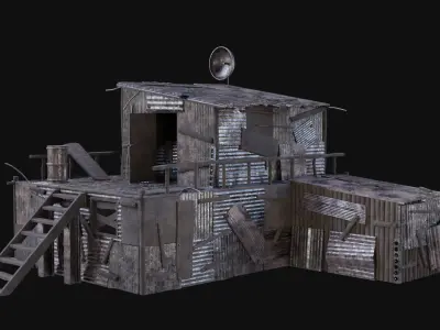 SHELTER POST APO HOUSE HUT IMPROVISED PLATE DEBRIS SURVIVAL AAA Low-poly 3D model