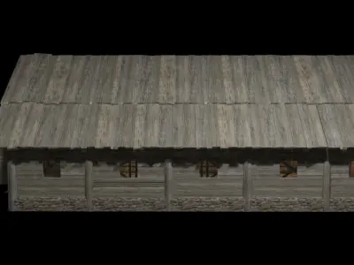 horse stable medieval village Low-poly 3D model