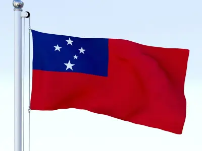 Animated Samoa Flag Low-poly 3D model