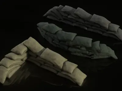 Urban and Military Sandbag Wall Free 3D model