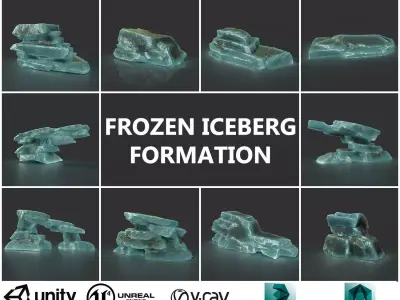 Low poly Big Ice Formation Pack 200928 - Frozen Low-poly 3D model