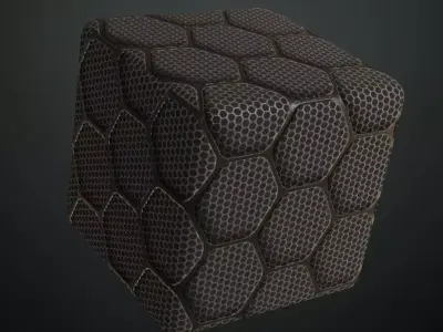 Hexagonal Metal Grille PBR Seamless Texture