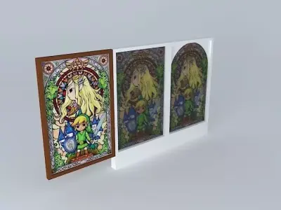 Zelda Wind Waker Matching Stain Glass Windows and Wall Picture 3D model