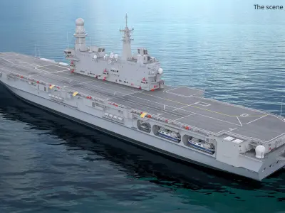  Large Naval Aircraft Carrier Vehicle on Water 