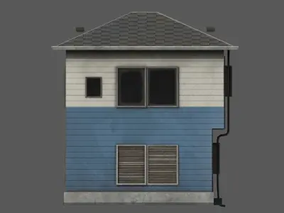 Residential japanese building Low-poly 3D model
