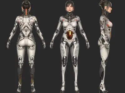 3d Cyberpunk Girl - Game Ready and Recordings Low-poly 3D model