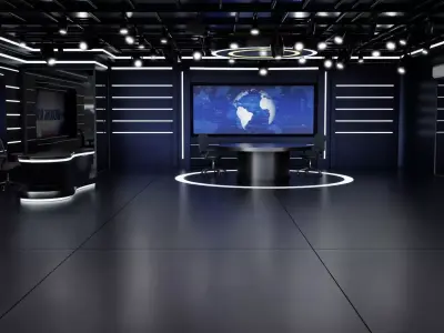 Virtual TV News Studio 3D model
