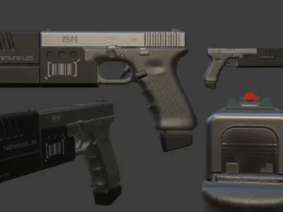 SciFi Gun Low-poly 3D model