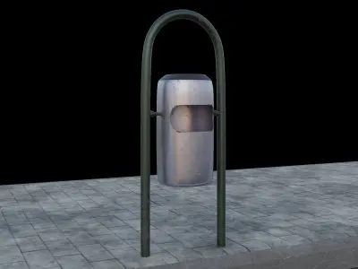Trash Can - Street 3 Different Colors Low Poly 3D Model Low-poly 3D model