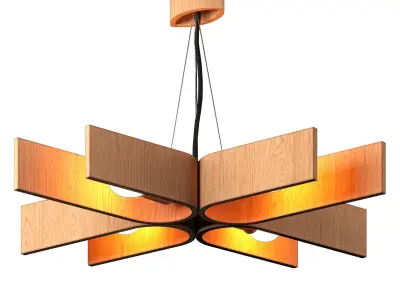 Hanging lamp with natural wood 3D model