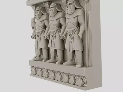Fantasy Stone Tomb Wall Relief for 3D print Low-poly 3D model
