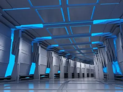 Futuristic Breathing Tunnel Curved Animated 3D model