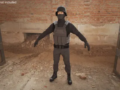  SWAT Operator in Tactical Vest Black 