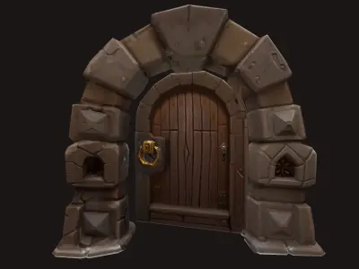 - Free - Dungeon Gate with a wooden door Free 3D model