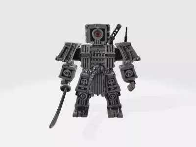Lowpoly samurai robot 3D model