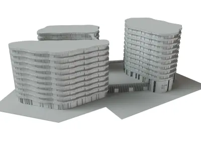 Apartment Building concept  Low-poly  3D model