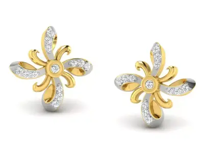 Gold Diamond Women Earring 3D print Model 3D print model 150