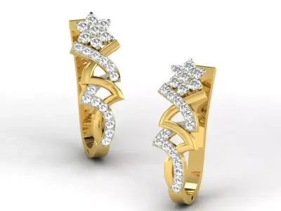 Gold Diamond Women Earring 3D print Model 3D print model 56