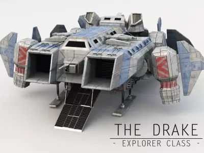 Explorer Class Space ship Low-poly 3D model