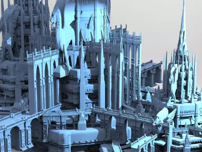 Medieval Lion Tower Fort designs 4 kit bash  3D model