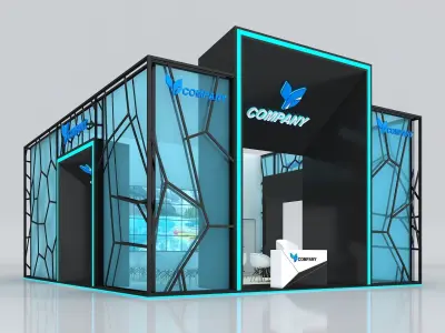 Exhibition Booth Stand Stall 10x8m Height 500 cm 4 Side Open 3D model