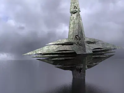 Moss Ruins Alien Temple Ruins Tower 3 3D model