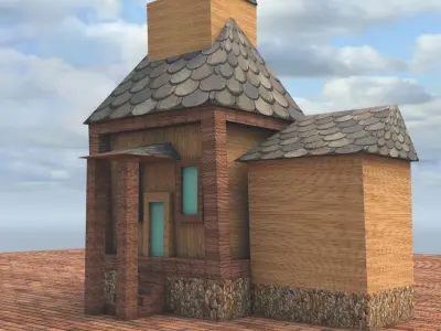 house with roof Low-poly 3D model