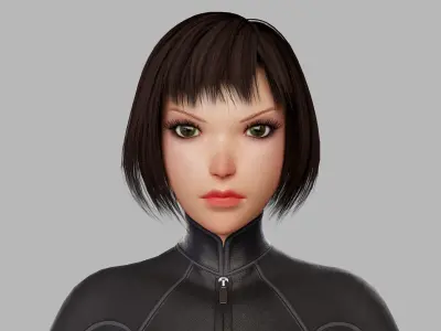 Cartoon Sci Fi Girl Low-poly 3D model