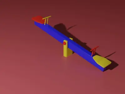 Playground Seesaw Low-poly 3D model