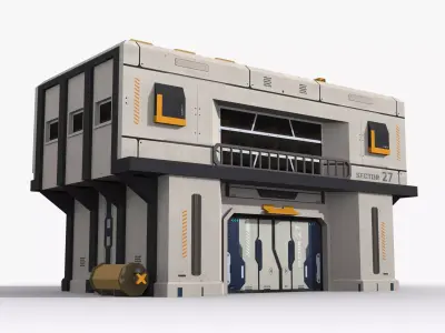 Sci-Fi Industrial x7 Low-poly 3D model