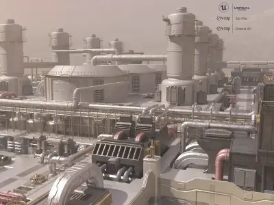 scifi factory 3D model from CGTrader