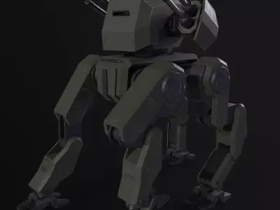 Military 4 leg Mech Low-poly 3D model