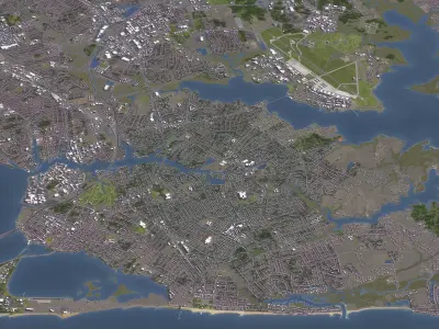 Hampton - 3D City Model Low-poly 3D model