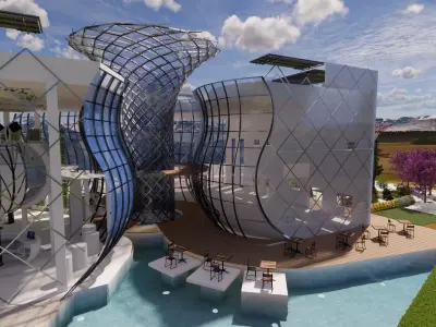 Futuristic Eco Complex  Farm  Restaurant AND Pool  3D model