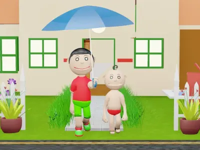 Cartoon Boy 3d model Low-poly 3D model