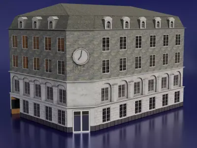 Classic European Building low poly Low-poly 3D model