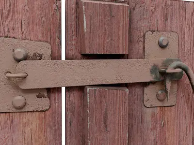 Grungy old wooden door   Low-poly 3D model